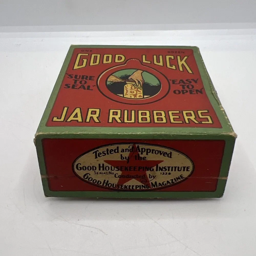 Vintage 1910's Good Luck Jar Rubbers Open‎ Box Only 8 Included